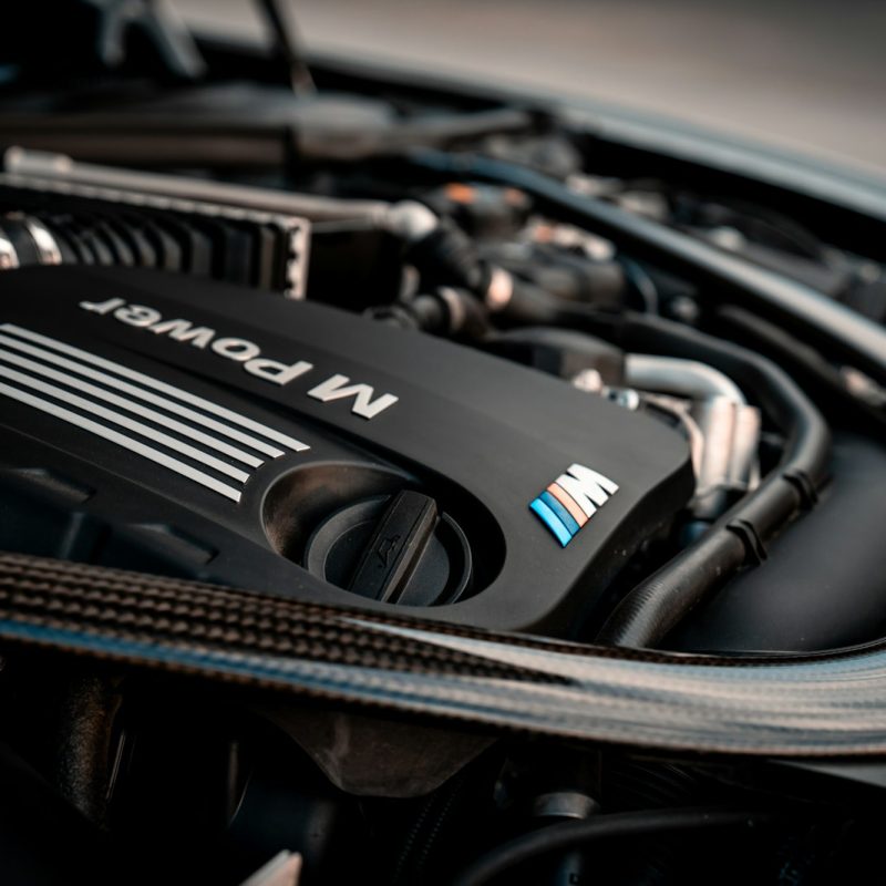 a close up of the engine of a car